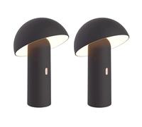 Lumisky TOD BLACK - Juego de 2 lámparas de mesa inalámbricas (cabeza orientable LED, color blanco cálido, 28 cm)