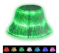 lumisonata Sombrero de pescador con luz LED, 7 colores que brillan en la oscuridad, sombreros de fiesta recargable por USB, equipo de festival EDM, Blanco, 56-58 cm