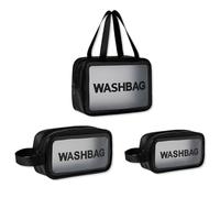 LumiSyne 3PCS Bolsa De Aseo Transparente Neceser De Maquillaje Neceser De Viaje con Cremallera y Asa PVC Impermeable Neceser De Aseo Translúcido Bolsa De Cosméticos Organizador De Maquillaje