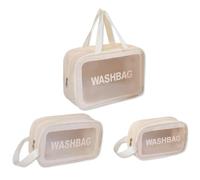 LumiSyne 3PCS Bolsa De Aseo Transparente Neceser De Maquillaje Neceser De Viaje con Cremallera y Asa PVC Impermeable Neceser De Aseo Translúcido Bolsa De Cosméticos Organizador De Maquillaje