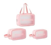 LumiSyne 3PCS Bolsa De Aseo Transparente Neceser De Maquillaje Neceser De Viaje con Cremallera y Asa PVC Impermeable Neceser De Aseo Translúcido Bolsa De Cosméticos Organizador De Maquillaje