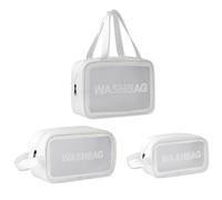 LumiSyne 3PCS Bolsa De Aseo Transparente Neceser De Maquillaje Neceser De Viaje con Cremallera y Asa PVC Impermeable Neceser De Aseo Translúcido Bolsa De Cosméticos Organizador De Maquillaje