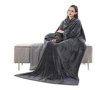 LumiSyne Batamanta con Mangas para Mujer Hombre Acogedora Manta Polar Suave Cálida Franela Invierno Manta De TV con Mangas Grande y Bolsillo Frontal Bata Manta Cómoda para Sala Estar Sofá 170×200cm
