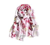 LumiSyne Bufanda De Algodón Mujer Estampado Floral Mariposas Tejido De Espiga Largo Suave Fulares Ligero Chal Pañuelo Protector Solar Estolas Primavera Verano Playa
