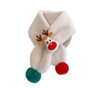 LumiSyne Bufanda De Navidad Para Niños y Niñas Bufanda De Cuello Fácil Tirar Para Atravesar Muñeca Reno y Pompón Lindo Bufanda De Invierno Calentador De Cuello Cruzado Peluche