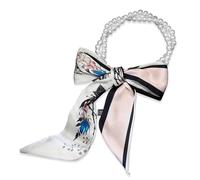 LumiSyne Bufanda De Seda Collar Mujer Chica Flaco Larga Pañuelo De Cuello Con Collar De Perlas Estampado Flores Patrón Letras Rayas Decoración Bufanda De Cuello Corbata Pañuelo Cinta Banda Cabeza