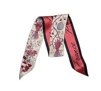 LumiSyne Bufanda De Seda Estrecha Mujer Chica Flaco Larga Pañuelo De Cuello Estampado De Flor Patrón Letras Estilo Artístico Romántico Fulares Satín Diadema Pañuelo Para El Pelo Pañuelo Cinta