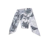 LumiSyne Bufanda De Seda Estrecha Mujer Chica Flaco Larga Pañuelo De Cuello Estampado Flores Árboles Patrón Letras Estilo Artística Retro Fulares Satín Pañuelo Para El Pelo Pañuelo Cinta Banda Cabeza