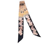 LumiSyne Bufanda De Seda Estrecha Mujer Chica Flaco Larga Pañuelo De Cuello Leopardo Estampado Animal Patrón Flores De Colores Fulares Satín Diadema Banda Para El Cabello Pañuelo Cinta