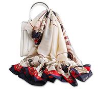 LumiSyne Bufanda De Seda Mujer Fulares Estampada Vintage Estilo Moda Chal Cuadrado Grande Estolas Protector Solar Pañuelo Bufanda De Cuello Toda La Temporada