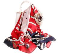 LumiSyne Bufanda De Seda Mujer Fulares Estampada Vintage Estilo Moda Chal Cuadrado Grande Estolas Protector Solar Pañuelo Bufanda De Cuello Toda La Temporada