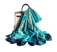 LumiSyne Bufandas De Seda Mujer Estampado Fulares De Moda Estilo Elegante Estolas Alargado Chal Bufandas y Agradable Para La Piel Bufanda Cálida Pañuelo Protector Solar Toda La Temporada