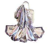 LumiSyne Bufandas De Seda Mujer Estampado Fulares De Moda Estilo Elegante Estolas Alargado Chal Bufandas y Agradable Para La Piel Bufanda Cálida Pañuelo Protector Solar Toda La Temporada