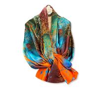 LumiSyne Bufandas De Seda Mujer Pintura Al Óleo Flores Estampado Árbol Patrón Estilo Artístico Colorido Bufanda Señoras Largo Grande Fulares Ligero Cálido Chal Estola Hijab Protector Solar Pareo Playa