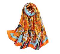 LumiSyne Bufandas De Seda Para Mujer Estampado Vintage Estilo Étnico Patrón De Floral Girasol Bufanda Larga Gran Mantón Chal De Playa Proteccion Solar Estolas Cuatro Estaciones