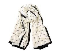 LumiSyne Bufandas De Seda Suave Para Mujer Estampado Floral Rose Estilo Dulce y Elegante Estolas Fulares Largas Chal de playa Durante Toda La Temporada(blanco)