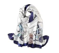 LumiSyne Bufandas De Seda Suave Para Mujer Patrón De Pintura De Arte Retro Bufanda Seda Natural Estolas Largas Chal De Playa Durante Toda La Temporada