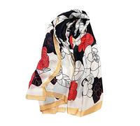 LumiSyne Bufandas De Seda Suave Para Mujer Pintura De Tinta Artística Estampado Floral Elegante Estolas Fulares Largas Chal De Playa Durante Toda La Temporada