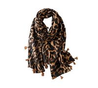 LumiSyne Bufandas Mujer Moda Leopardo Patrón Estampado Animal Vintage Étnico Algodón Lino Pañuelo Con Borlas Largo Cálido Fular Chal De Playa Toda La Temporada