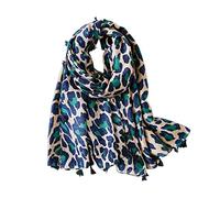 LumiSyne Bufandas Mujer Moda Leopardo Patrón Estampado Animal Vintage Étnico Algodón Lino Pañuelo Con Borlas Largo Cálido Fular Chal De Playa Toda La Temporada