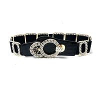 LumiSyne Cinturón Ancha Elástico Para Mujer Hebilla De Gancho Metálico Con Strass Brillantes Pedrería Ajuste Elástico Cinturones De Cincha Cinturón De Cintura Decorativo Para Vestido Camisa Abrigo