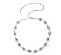 LumiSyne Cinturón De Cadena Turquesa Para Mujer Oval Hueco Tallado Cinturón Concho Retro Occidental Cadena De Metal Ajustable Cadena De Cuerpo De Borla Cadena De Cintura Para Vestido Pantalón Vaqueros