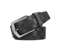 LumiSyne Cinturón De Cuero Hombre Repujado De Tablero De Ajedrez Cinturón De Cuero Genuino Con Hebilla De Alfiler Cinturón Ancha Ajustable Estilo Casual/Formal Cinturones For Jeans Pantalones Trajes