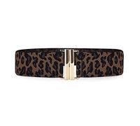 LumiSyne Cinturón Elástico Ancho De Las Mujeres Pretina Elástica Moda Hebilla De Aleación Respirable Lona Cinturones De Cuero Ajustables Leopardo Retro Cinturón Lumbar Para Vestido Abrigo Camisa