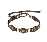 LumiSyne Cinturón Occidental Vintage Mujer Cinturón Ancho De Disco Remache Tachonado Estilo De Cordones Concho Cinturones De Cuero Cinturón Vaquera Para Jeans Pantalones Vestido Accesorios Grunge y2k