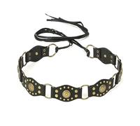 LumiSyne Cinturón Occidental Vintage Mujer Cinturón Ancho De Disco Remache Tachonado Estilo De Cordones Concho Cinturones De Cuero Cinturón Vaquera Para Jeans Pantalones Vestido Accesorios Grunge y2k