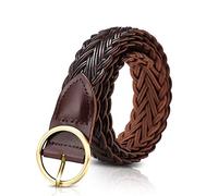 LumiSyne Cinturón Trenzado Elástico Para Mujer Cinturón Cuero Señoras Piel Hebilla De Cinturón Redondo Cinturón Ajustable Para Jeans Vestido Pantalones