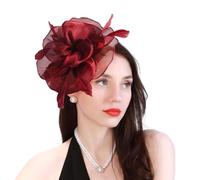LumiSyne Fascinators Sombrero para Mujer Flor Cinta De Tul Pluma En Una Diadema y Un Clip De Horquilla Tocados De Pinza Vintage Elegant Tocados para El Pelo para Cocktail Fiesta De Té Boda
