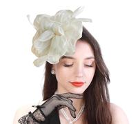 LumiSyne Fascinators Sombrero para Mujer Flor Cinta De Tul Pluma En Una Diadema y Un Clip De Horquilla Tocados De Pinza Vintage Elegant Tocados para El Pelo para Cocktail Fiesta De Té Boda