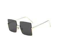 LumiSyne Gafas De Sol Cuadradas Grandes Mujer Hombre Metal Medio Marco Lente Transparente Tintadas Anteojos De Moda Retro Protección UV400 Parasol Gafas De Sol Para Decoración Aire Libre Viajes