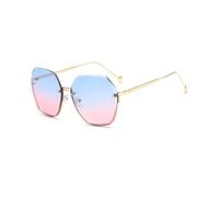 LumiSyne Gafas De Sol Grandes Sin Aros Mujer Hexagonales Lentes De Corte De Diamante Montura De Metal Anteojos Transparente Gradiente Protección UV400 Antirreflejos Moda Retro Gafas Aire Libre Viajes
