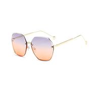 LumiSyne Gafas De Sol Grandes Sin Aros Mujer Hexagonales Lentes De Corte De Diamante Montura De Metal Anteojos Transparente Gradiente Protección UV400 Antirreflejos Moda Retro Gafas Aire Libre Viajes