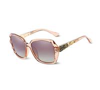 LumiSyne Gafas de sol Mujer Gradient Espejo,Gafas UV 400 Polarizadas,De gran tamaño Policarbonato Marco Diamante Cristal,Al aire libre Viajar Caja de regalo(Marrón claro Gradient)