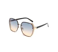 LumiSyne Gafas De Sol Polarizadas Grandes Hombre Mujer Lente Transparente Gradiente Marco De Metal Hueco Lentes De Sol De Señora UV400 Antirreflejos Parasol Gafas Moda Para Aire Libre Viajes Conducir