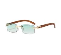 LumiSyne Gafas De Sol Rectangulares Sin Montura Mujer Hombre Patillas De Madera Lentes Transparente Gradiente Protección UV400 Antirreflejos Anteojos Cuadradas Vintage Para Conducir Viajes Decoración