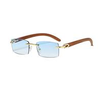 LumiSyne Gafas De Sol Rectangulares Sin Montura Mujer Hombre Patillas De Madera Lentes Transparente Gradiente Protección UV400 Antirreflejos Anteojos Cuadradas Vintage Para Conducir Viajes Decoración