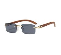 LumiSyne Gafas De Sol Rectangulares Sin Montura Mujer Hombre Patillas De Madera Lentes Transparente Gradiente Protección UV400 Antirreflejos Anteojos Cuadradas Vintage Para Conducir Viajes Decoración