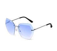 LumiSyne Gafas De Sol Sin Montura Mujer De Gran Tamaño Anteojos Gradiente Transparente Lentes De Corte De Diamante Marco De Metal UV400 Con Funda De Gafas
