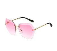 LumiSyne Gafas De Sol Sin Montura Mujer De Gran Tamaño Anteojos Gradiente Transparente Lentes De Corte De Diamante Marco De Metal UV400 Con Funda De Gafas