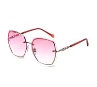 LumiSyne Gafas De Sol Sin Montura Mujer De Gran Tamaño Anteojos Gradiente Transparente Templo De Diamantes De Imitación UV400 Gafas De Sol Sin Marco(Rosa)