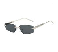 LumiSyne Gafas De Sol Sin Montura Rectangulares Mujer Hombre UV400 Lentes Transparente Gradiente Patillas De Metal Con Remaches En Espiral Vintage Marco Cuadrado Pequeño Lentes De Sol Moda Anteojos