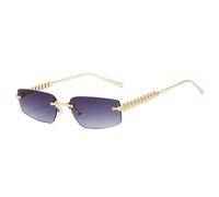 LumiSyne Gafas De Sol Sin Montura Rectangulares Mujer Hombre UV400 Lentes Transparente Gradiente Patillas De Metal Con Remaches En Espiral Vintage Marco Cuadrado Pequeño Lentes De Sol Moda Anteojos