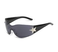 LumiSyne Gafas De Sol Y2K Wraparound De Moda, Estrella Lentes De Sol, Lente De Una Pieza Tintada Transparente, Futuristas Sin Montura, Gafas Envolventes Grande, Anteojos UV400, Fotografía Exteriores