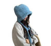 LumiSyne Gorro De Punto De Invierno Mujer Color Sólido Tejido De Lana Con Cordón Ajustable Doble Propósito Gorro Con Orejeras y Bolso Bandolera De Punto Vintage Pasamontañas Slouch Beanie Gorro Cálido