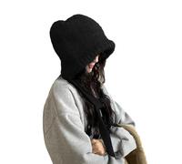 LumiSyne Gorro De Punto De Invierno Mujer Color Sólido Tejido De Lana Con Cordón Ajustable Doble Propósito Gorro Con Orejeras y Bolso Bandolera De Punto Vintage Pasamontañas Slouch Beanie Gorro Cálido