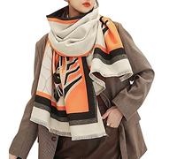 LumiSyne Invierno Bufanda Chal De Cachemira Para Mujer Empalme De Color Patrón Animal Pashmina Caliente Fulares Con Borla Lana Suave Estola Engrosada